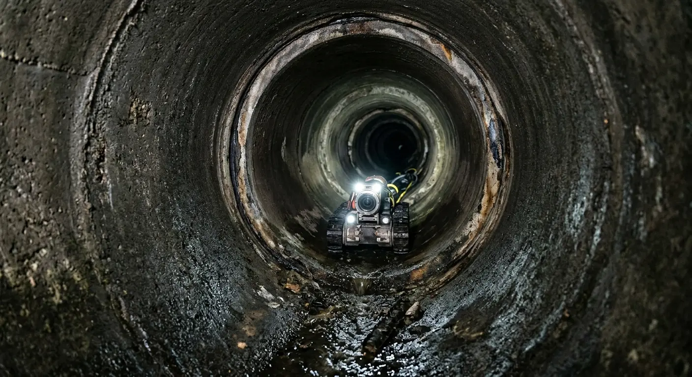 Robotic sewer camera inspecting pipe interior for Sewer Line Cleaning in White Center
